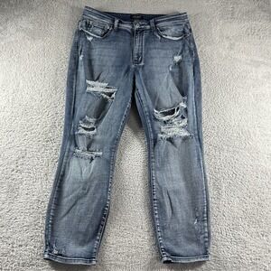 Judy Blue Jeans Womens 18W Boyfriend Fit‎ Factory Distressed Rips Fades Stretch